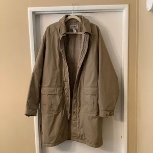 LL Bean Men’s Wool Lined Tan Trench Coat, size L